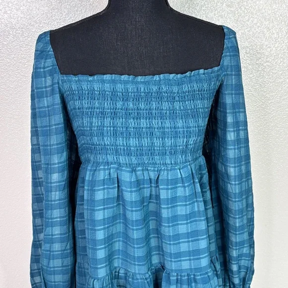 Urban Outfitters River‎ Smocked Long Sleeve Mini Dress Size Large - Picture 3 of 10